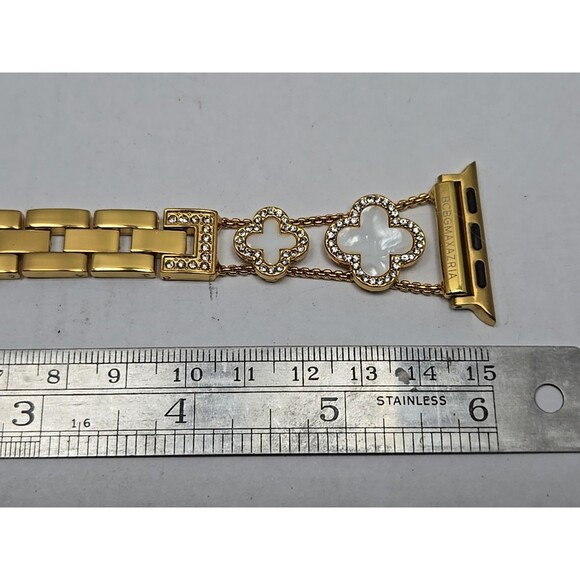 BCBGMAXAZRIA Gold Clover Rhinestone Apple Watch Band 42 44 45 49 Link Adjustable - Picture 5 of 8